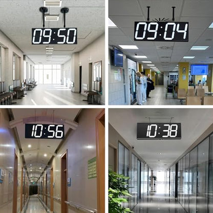 CHKOSDA Digital Wall Clock with Double Sided Display, Large Digital Clock with Timer,Alarm,Temperature and Date,Two Faced Hanging Digital Clock Large Display for Multiple Public Places(White) - color: White