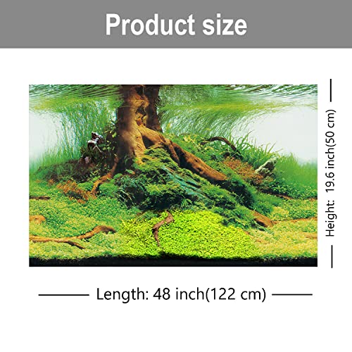 ELEBOX 3D Aquarium Background Double Sides Fish Tank Wallpaper Background Blue Sky Sea & Aquatic Plant Poster - color: M, size: H:19.5"x L:48"
