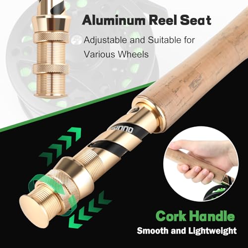 PLUSINNO Fly Fishing Rod and Reel Combo Kit, Fly Fishing Rod for Starters | 4 Piece Lightweight Ultra-Portable Graphite 5 Wt -9' Fly Rod, 5/6 Reel, Complete Starter Package with Carrying Bag