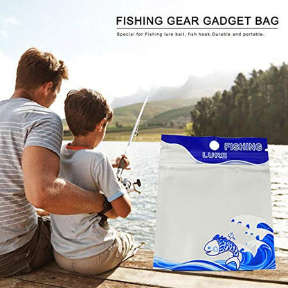 20pcs Plastic Soft Bait Bags Portable Self Seal Fishing Hook Package Storage Bags, Blue