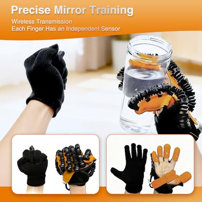 Hand Rehabilitation Equipment, Therapy Gloves for Stroke Hand Recovery Device, Robotic Rehab Glove for Finger Training, Adjustable Strength Hands Exerciser - size: Right-XL