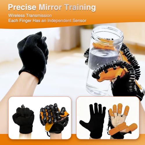 Hand Rehabilitation Equipment, Therapy Gloves for Stroke Hand Recovery Device, Robotic Rehab Glove for Finger Training, Adjustable Strength Hands Exerciser - size: Right-L