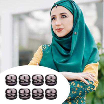 8pcs Strong Magnetic Hijab Pins - Multi-Purpose No-Snag Buttons, Scarf Clasp, Pinless Brooch for Women's Clothing (Silver)