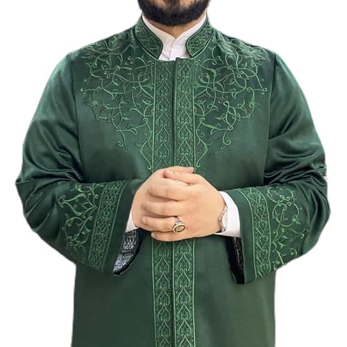 Lux Muslim Thobe, Jubba for Men | Prayer Robe for Man, Imam | Thawb, Jubbah, Kurta | Arab Outfits Wearing, Galabia Coat - color: Green, size: Small