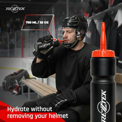 Hockey Water Bottle 25 oz with Long Spout – BIO-Based Plastic Bottle | Sports Water Bottle with Screw Cap – Squeeze Hockey Bottle for Rink, Gym & Field – Dishwasher Safe Water Bottle - style: Long Spout