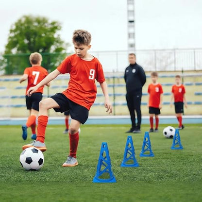 24 Pack Soccer Cones, 9 Inch Agility Cones for Soccer, Football, Basketball, Cones for Sports Training, Speed & Agility Drills, Field Marking Equipment - color: blue
