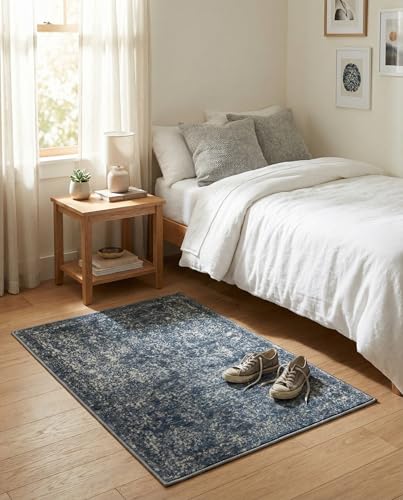 Rugs.com Oregon Collection Rug – 2' 2 x 3' Blue Low-Pile Rug Perfect for Living Rooms, Large Dining Rooms, Open Floorplans - color: Blue 6, size: 2'2" x 3' (Rectangular)