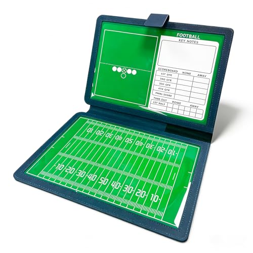 JIANNA Rugby Dry Erase Coaching Board 12.6" x 9.45", Foldable PU Leather Tactical Clipboard with Magnetic Position Markers, Full Kit with 2 Erasable Pens and Scoreboard Note Area