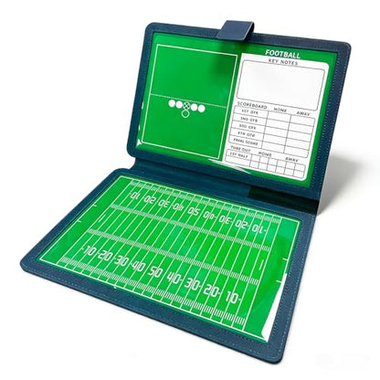 JIANNA Rugby Dry Erase Coaching Board 12.6" x 9.45", Foldable PU Leather Tactical Clipboard with Magnetic Position Markers, Full Kit with 2 Erasable Pens and Scoreboard Note Area