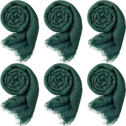 Geyoga 6 Pcs Women Scarf Shawl Hijab Scarves Cotton Crinkle Hijab for Women Blend Shawl Crinkle Wrap Head for Seasons - color: Dark Green