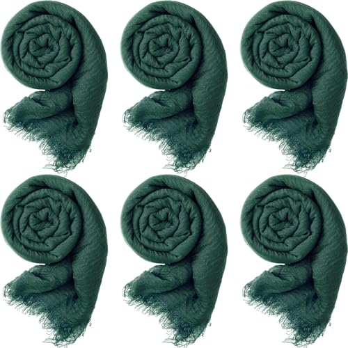 Geyoga 6 Pcs Women Cotton Scarf Crinkle Hijab Wrap - color: Dark Green