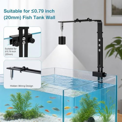 Adjustable Aluminum Aquarium Light Bracket - Universal Hanging Mount Holder for Fish Tank LED Lamps (Black)