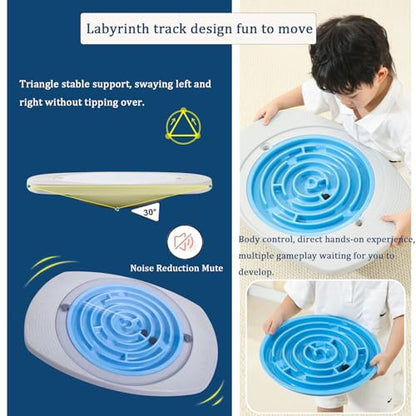 Balance Board Maze,Swing Maze Balance Board with 3 Interchangeable Turntables and 2 Balls for Exercise,Physical Therapy and Recreation