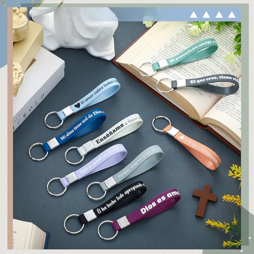 Foilswirl 100 Pcs Christian Keychain Bulk Spanish Bible Verse Silicone Inspirational Keychain for Religious Church Gifts Spanish Bible Gifts to Christmas Church Employee Favors