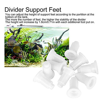 100Pcs Aquarium Isolation Board Support Feet, Adjustable Height PVC Support Feet with Food Grade Plastic, Ideal for Fish Tank Divider Easy Cleaning (White) - color: White