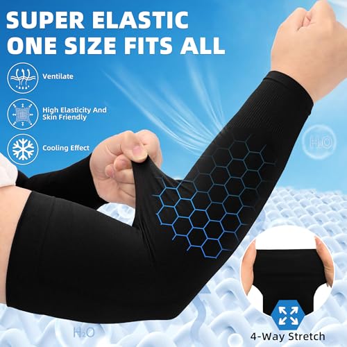 BHYTAKI UV Sun Protection Arm Sleeves, UPF 50 Sports Cooling Arm Compression Sleeves for Men Women Teenager - color: 1 Black+1 Dark Gray+1 Light Gray+1 Red