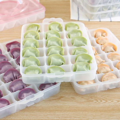 Zerodeko Food Storage Container Dumpling Organizer Stackable Portable Freezer Storage Containers Food Storage Box for Kitchen and Fridge (Transparent)