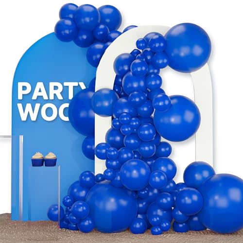 PartyWoo Royal Blue Balloons 130pcs Different Sizes Pack of 18 12 10 5 Inch Dark Blue Balloon Arch Kit for Baby Shower Gender Reveal Graduation Under The Sea Birthday Party Decorations Blue-Y59 - color: Blue-y59