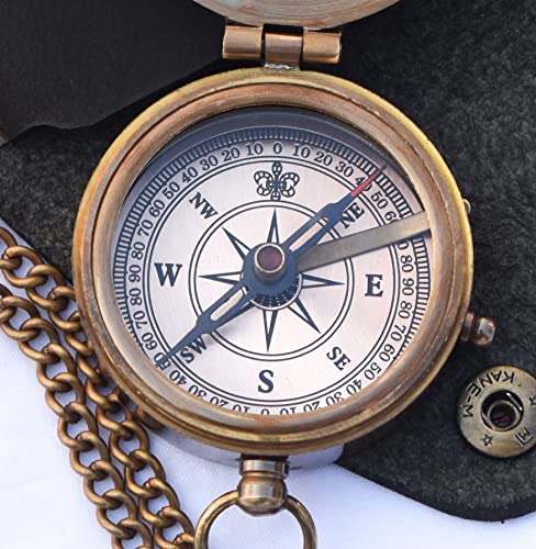 Engraved Brass Compass Gift for Him - Personalized Antique Vintage Keepsake - First Communion, Baptism, Religious Confirmation Missionary - Dad, Son - Anniversary, Graduation, Retirement, Birthday