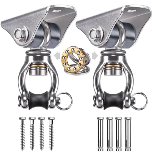 SELEWARE Silent Swing Hanger Heavy Duty Swing Hook Swivel Bearing Swing Mount Hardware for Porch Swing Hammock Chair Heavy Bag Yoga Silk Suspension Straps Olympic Rings 2 Pack - color: C: 360° Bearing Swing Hanger ( 2 Pack )