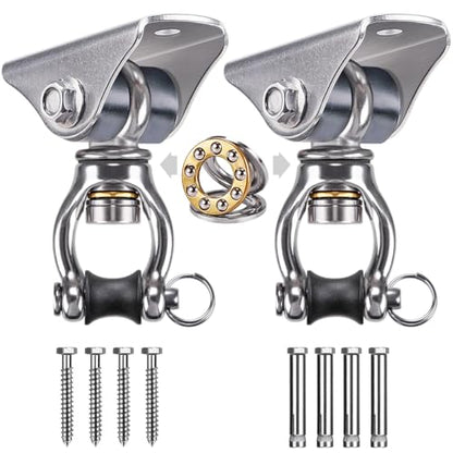 SELEWARE Silent Swing Hanger Heavy Duty Swing Hook Swivel Bearing Swing Mount Hardware for Porch Swing Hammock Chair Heavy Bag Yoga Silk Suspension Straps Olympic Rings 2 Pack - color: C: 360° Bearing Swing Hanger ( 2 Pack )