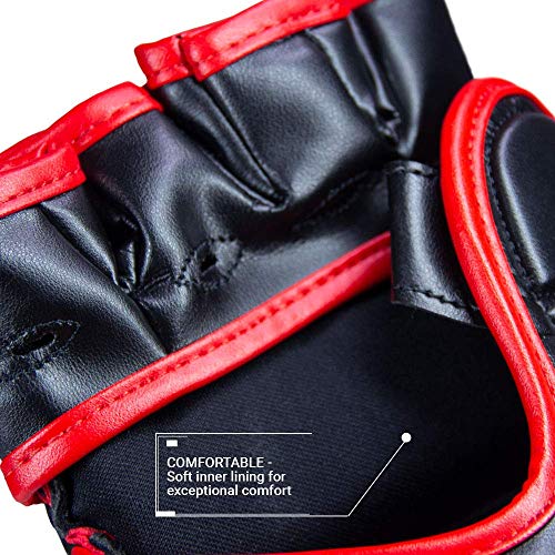 Revgear Premier MMA Grappling Gloves | Multi-Purpose, MMA, Kickboxing, Martial Arts and Boxing | Comfortable and Durable - color: Red/Black, size: Large