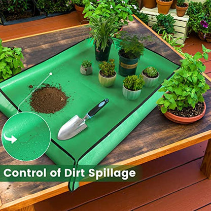3 PCS 39.5"x 31.5" Large Repotting Mat for Indoor Plant Transplanting and Mess Control Thickened Waterproof Potting Mat Foldable Potting Tray Gardening Mat - color: 3 Pack Green