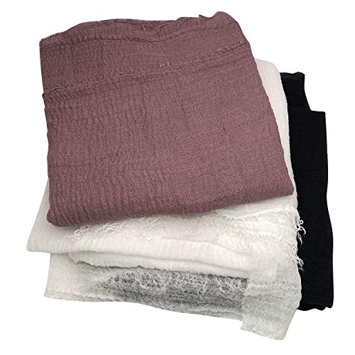 Women Scarf Shawl for All Season 3PCS Scarve Wrap Scarve. - color: White, Black, Bean Paste