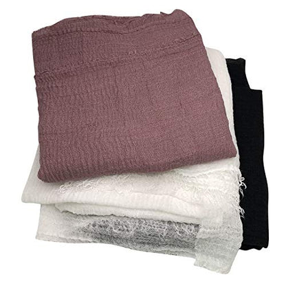 Women Scarf Shawl for All Season 3PCS Scarve Wrap Scarve. - color: White, Black, Bean Paste