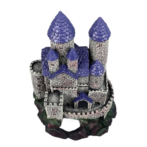 Aquarium Castle Decoration, Resin Aquarium Castle Decoration, Simulated Resin Hideout Cave Fish Tank House Ornament for Freshwater Saltwater