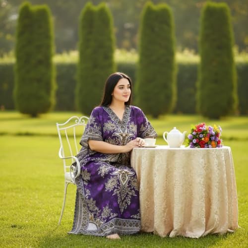 Women's Kaftan Dress – Loose Fit Maxi Gown – Kimono Style Beach Cover Up – Elegant Resort Wear and Nightwear - color: Purple