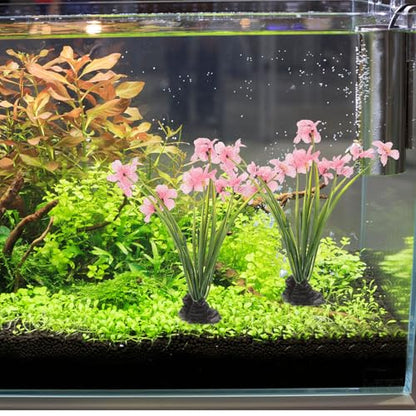 UPKOCH Pink Artificial Aquarium Plants with Black Bases, 2 Pack | Fish Tank Plant Decor, Floral Accents for Aquarium Layouts, Themed Tanks and Decorative Displays