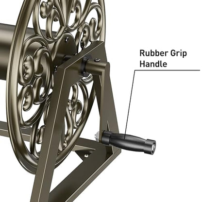 GOFORWILD Wall/Floor Mount Hose Reel, Holds 200-Feet of 5/8-Inch Hose | Decorative Hose Reel, Garden Heavy-Duty Water Hose Holder Winder Tidy Your Yard Farm
