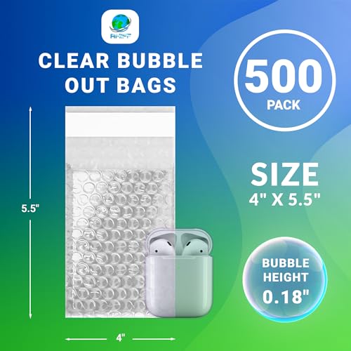 Shipping Bubble Bag, 4 x 5.5 Inches. 500 Pack Clear Bags for Packaging. Self Seal Bubble Pouches for Packing. Waterproof Polyethylene Storage Moving Bags. Packing Materials for Fragile Items - size: 4" x 5.5" / 500 Pack