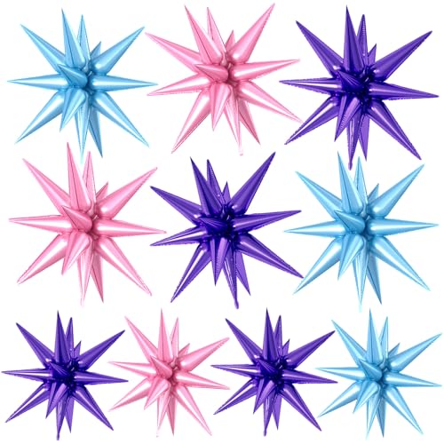 Pink Blue Purple Star Foil Balloons 10 Pcs 22Inch Large Light Pink Blue - color: Lightpinkblue Purple