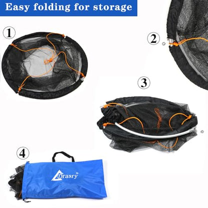 Foldable Bridge and Pier Fishing Net Landing Net High Load-Bearing Aluminum Ring Drop Net for Saltwater Freshwater Pier Fishing Baskets Net Collapsible with 49.2 FT Rope - size: 31.5*31.5*29.5 IN / 80*80*75cm