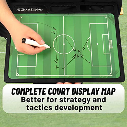 Dry Erase Soccer Clipboard for Coach, Premium Tactical Soccer Coaching Board, Portable Double Sides Full & Half Court Dry Erase Board with Marker - style: Soccer-C