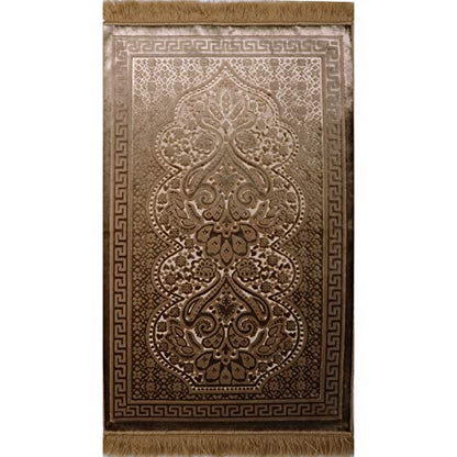 Modefa Luxury Velvet Plush Muslim Prayer Rug - Paisley (Golden Beige) - color: Golden Beige