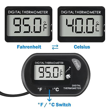 5Pcs Digital Aquarium Thermometer with Water-Resistant Sensor Probe and Suction Cup - Fahrenheit/Celsius (/) LCD Display - size: 5 PCS