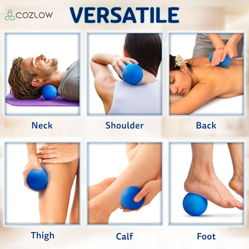 COZLOW Peanut Massage Ball - Deep Tissue Therapy, Pain Relief - Cobalt Blue | Cozlow 5" double lacrosse silicone massage ball, trigger point roller for mobility, acupressure tool for myofascial release - color: Cobalt Blue
