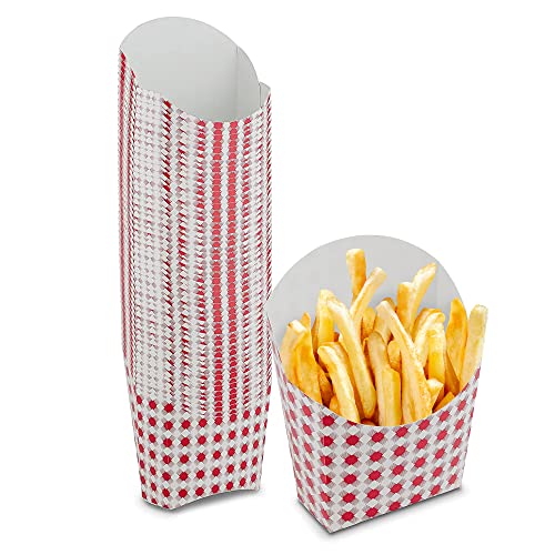 MT Products 5 oz Plaid French Fry Cups - 50 Pack - Disposable Checkered Charcuterie Cups & Fry Boxes - Grease Resistant Paper Snack Holders for Parties - Made in USA