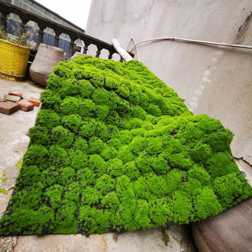Simulation Artificial Moss Mat 39x39in, Fake Moss Wall DIY Artificial Moss Mat Carpet for Balcony Terrace Decoration Window Display Decoration - color: Green-c