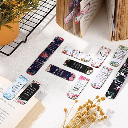 Zonon 48 Pcs Floral Bible Verse Magnetic Christian Bookmarks for Women - style: Elegant Style