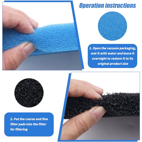 4 Sets Pond Filter Pads, Coarse and Fine Sponge Pond Filter Media Compatible with 52231 and 52229 Box for Outdoor Aquariums Fountains