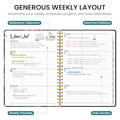 Planner 2026–2027, Academic Monthly Weekly Spiral Calendar, July 2026 – June 2027, Hardcover Agenda Notebook with Tabs, 6.3" x 8.5", Perfect for Students, Teachers, School & Daily Planning - Turtle Meeting - color: Q-Turtle Meeting, size: (6.3"x8.5")a5