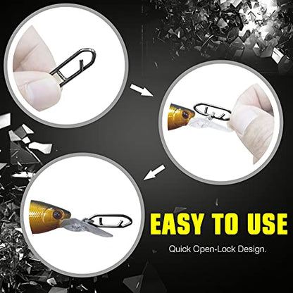 High Strength Fishing Snap Saltwater Stainless Connector Snaps Swivels Tackle Steel Power Fishing Clip Lure Quick Change Black Nickel - size: Size0 (44lb) 50 pcs