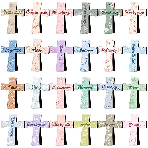 48 Pcs Magnetic Cross Bookmarks Bulk Church Gifts Christian Gifts for Women Bulk Christian Bookmarks Bible Verse Magnetic Page Clips for Women Christmas School Bible Study Group(Floral Style) - style: Floral Style
