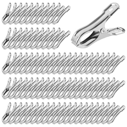 100Pcs Stainless Steel Garden Cilps - Large Open Metal Clamps for Greenhouse Hoops, 2" Fix Plant Cover Shade Cloth Netting Tarp, Tight Grip Weatherproof Gardening Supplies - style: 100pcs