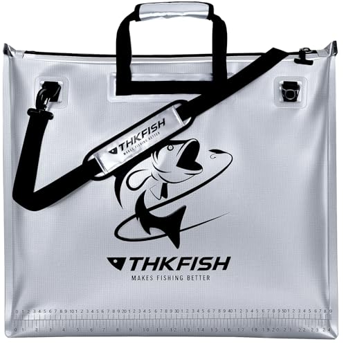 THKFISH Fish Tournament Weigh in Bag for Bass Fishing with Leakproof Zipper | Heavy Duty Live Fish Bags for Caught Fish with Waterproof Zipper and Mesh Liner,Puncture Resistant - color: Silver-25×23in