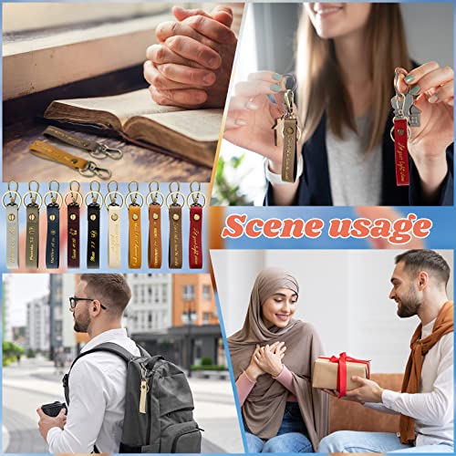 20 Pcs Christian Key Chain Leather Religious Keychain Inspirational Bible Key Chains Verse Quote Keychains Easter Day Gift - color: Multi Colors